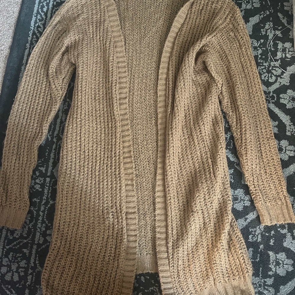 Boohoo Tan Open-Front Cardigan